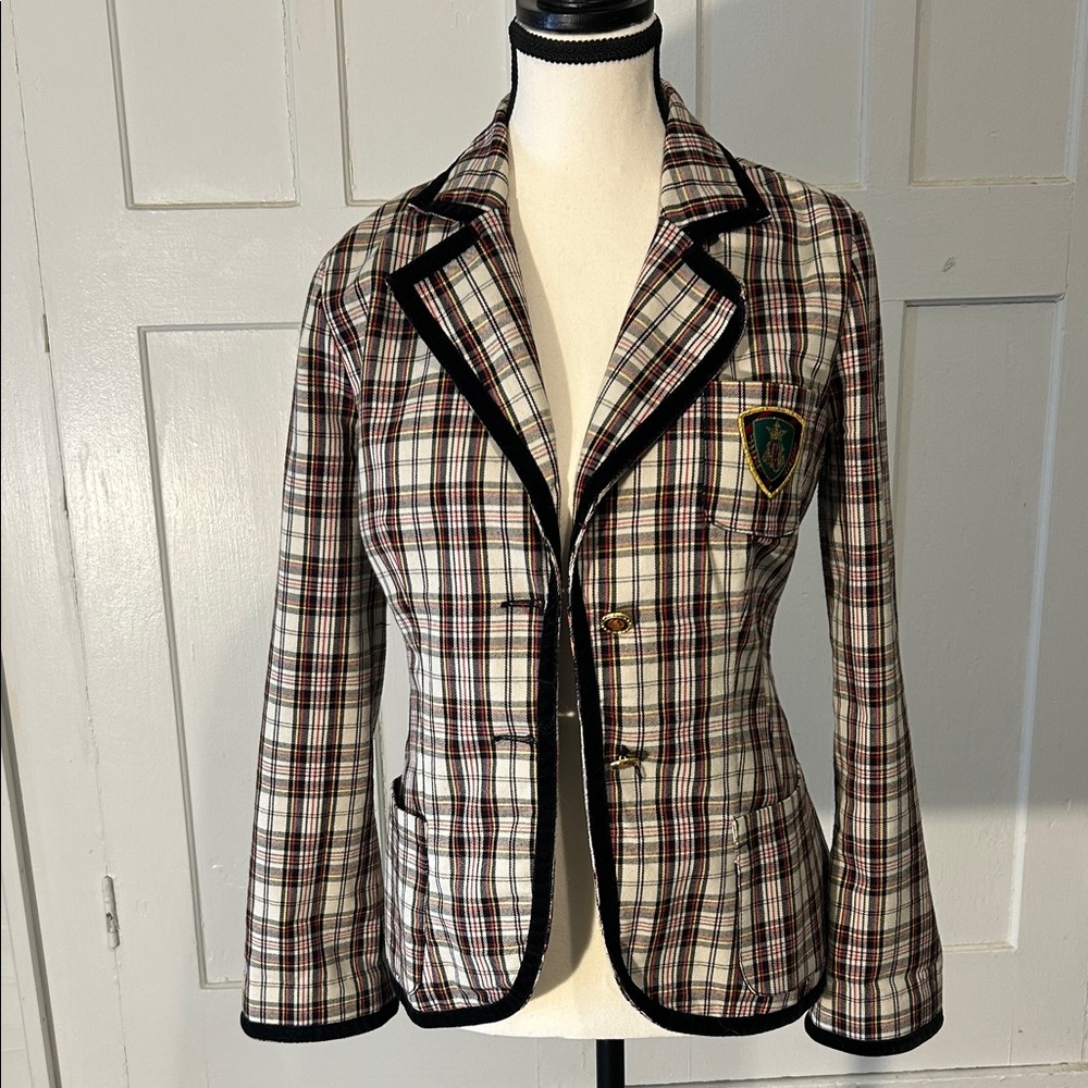 Jack by BB Dakota Plaid Blazer with Crest
